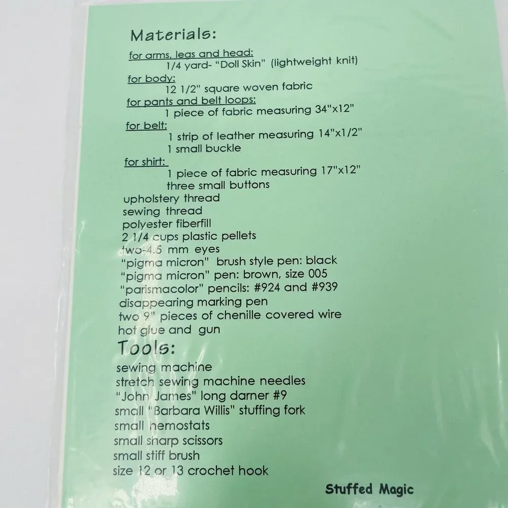 Stuffed Magic Fiona McDonald Cloth Doll Sewing Patterns Lot of 3 Uncut NOS